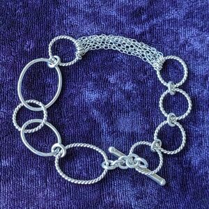 Vintage 925 Sterling Silver Abstract Asymmetric Openwork Link Bracelet